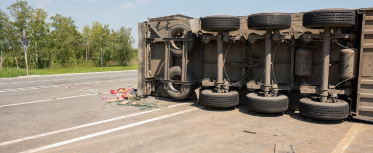 Truck rolled over on the highway