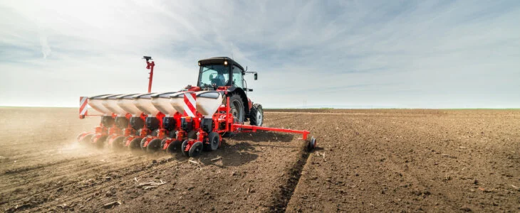 Farming equipment in a field